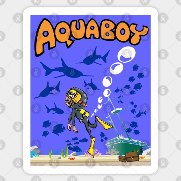 Aquaboy - Deep Blue Sea Adventure Sticker by GR8DZINE